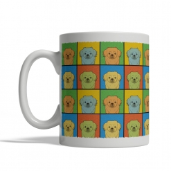 Tibetan Spaniel Dog Cartoon Pop-Art Mug - Left View