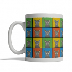 Russian Blue Cat Cartoon Pop-Art Mug - Left