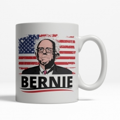 Bernie Sanders Cartoon Flag Mug Back