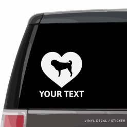 Pug Heart Car Window Decal